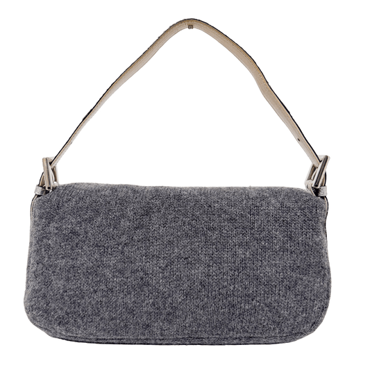 FENDI Baguette Grey Cashmere Shoulder Bag Rhinestone Hardware, in , Sold by HIVE PRELOVED - Shoulder Bags, ,