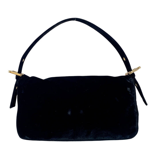 FENDI Baguette in Black Velvet with Gold Metallic Fringing, in , Sold by HIVE PRELOVED - Shoulder Bags, ,