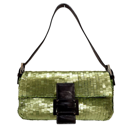 FENDI Baguette Metallic Green Sequin Shoulder Bag, in , Sold by HIVE PRELOVED - Shoulder Bags, ,