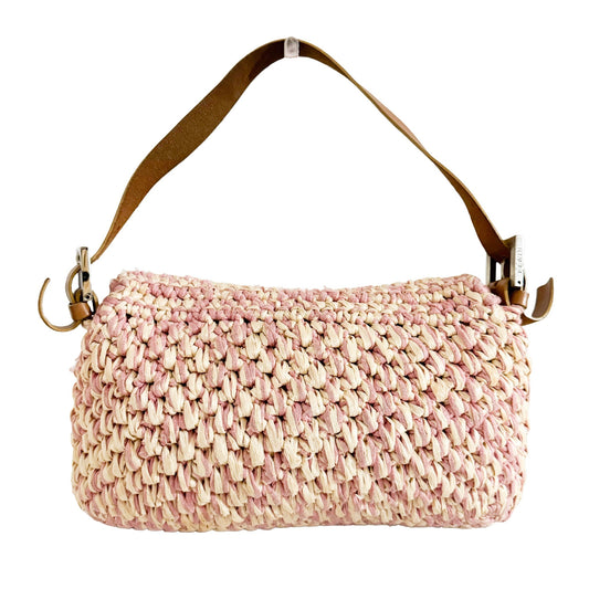 FENDI Baguette Raffia Pink / Beige Shoulder Bag, in , Sold by HIVE PRELOVED - Shoulder Bags, ,