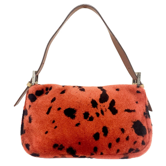 FENDI Baguette Rare Orange Dalmatian Pattern Fur Shoulder Bag, in , Sold by HIVE PRELOVED - Shoulder Bags, ,