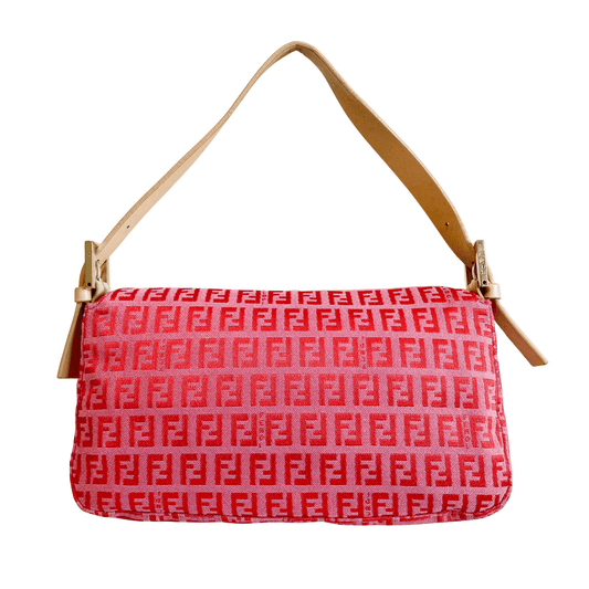 FENDI Baguette Red / Pink Zucchino Shoulder Bag, in , Sold by HIVE PRELOVED - Shoulder Bags, ,
