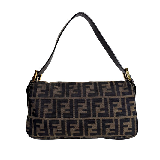 FENDI Baguette Zucca Brown Canvas Shoulder Bag with Gold Hardware, in , Sold by HIVE PRELOVED - Shoulder Bags, ,