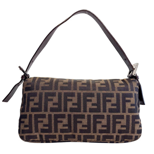 FENDI Baguette Zucca Brown Canvas with Silver Hardware Shoulder Bag, in , Sold by HIVE PRELOVED - Shoulder Bags, ,