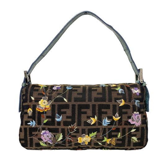 FENDI Baguette Zucca Floral Embroidared Shoulder Bag, in , Sold by HIVE PRELOVED - Shoulder Bags, ,