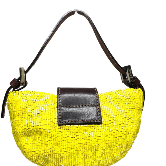 FENDI Croissant Mini Yellow Beaded, in , Sold by HIVE PRELOVED - Handle Bags, Mini bags,
