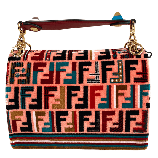 FENDI Kan I Embroidered Velvet Leather Shoulder Bag Pink Red, in , Sold by HIVE PRELOVED - Shoulder Bags, ,