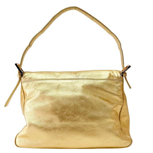 FENDI Mamma Baguette Gold Leather with Rhinestone Buckle Shoulder Bag, in , Sold by HIVE PRELOVED - Shoulder Bags, ,