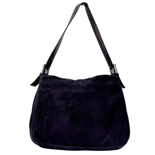 FENDI Mamma Baguette in Black Suede with Rhinestone Crystals Buckle Detail, in , Sold by HIVE PRELOVED - Shoulder Bags, ,