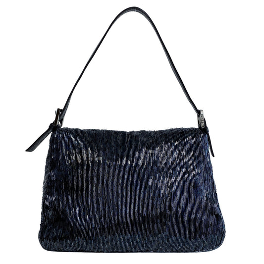 FENDI Mamma Baguette Metalic Blue Beaded Shoulder Bag, in , Sold by HIVE PRELOVED - Shoulder Bags, ,