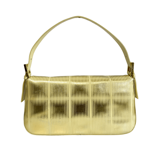 FENDI Metallic Calfskin Printed Baguette Yellow Gold, in , Sold by HIVE PRELOVED - Shoulder Bags, ,