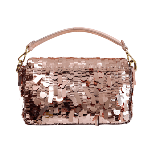 FENDI Mini Baguette Pink Sequin Chain Shoulder Bag, in , Sold by HIVE PRELOVED - Crossbody bags, Shoulder Bags,
