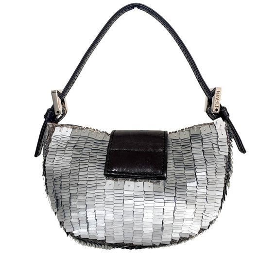 FENDI Mini Croissant Silver Sequin Bag, in , Sold by HIVE PRELOVED - Handle Bags, Mini bags, Sale