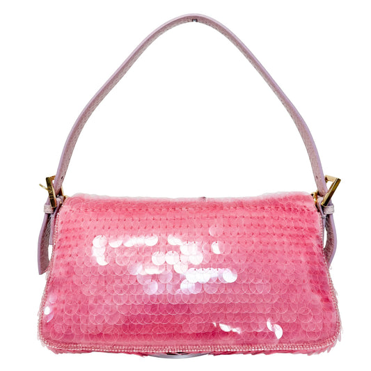 FENDI Rare Baguette 1997 Pink Sequin Embellished Satin Shoulder Bag, in , Sold by HIVE PRELOVED - Shoulder Bags, ,