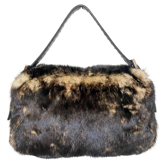 FENDI Selleria Baguette Black Fur Shoulder Bag, in , Sold by HIVE PRELOVED - Shoulder Bags, ,