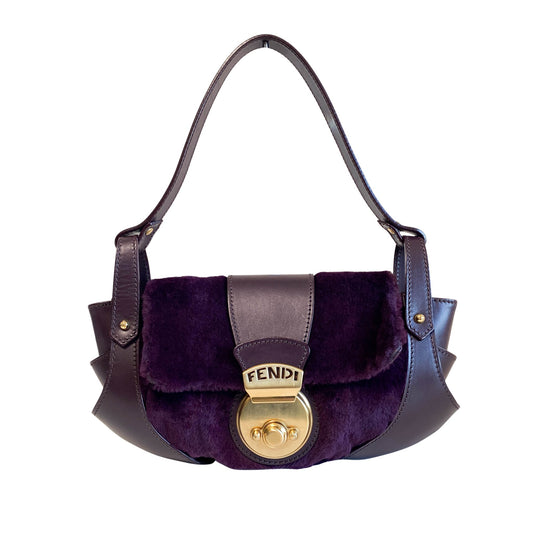 FENDI Turn Lock Compilation Shoulder Bag Purple Fur, in , Sold by HIVE PRELOVED - Shoulder Bags, ,