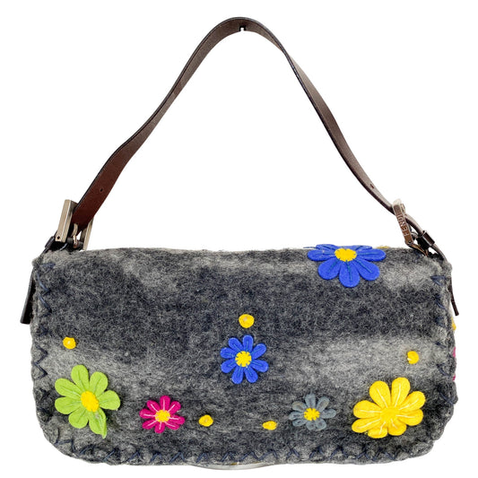 FENDI Wool Baguette with Embroidery Shoulder Bag, in , Sold by HIVE PRELOVED - Shoulder Bags, ,