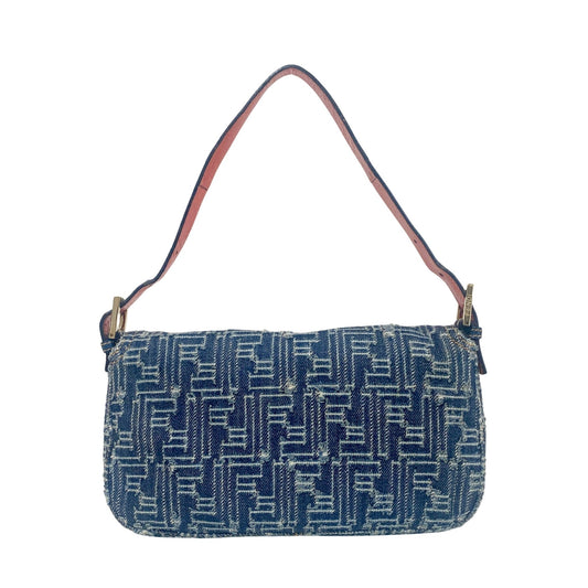 FENDI Zucca Baguette Denim & Orange Buckle Detail Shoulder Bag, in , Sold by HIVE PRELOVED - Shoulder Bags, ,