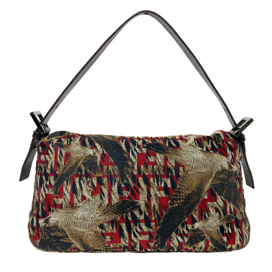 FENDI Zucca Bird Printed Baguette Shoulder bag Red x Brown, in , Sold by HIVE PRELOVED - Shoulder Bags, ,