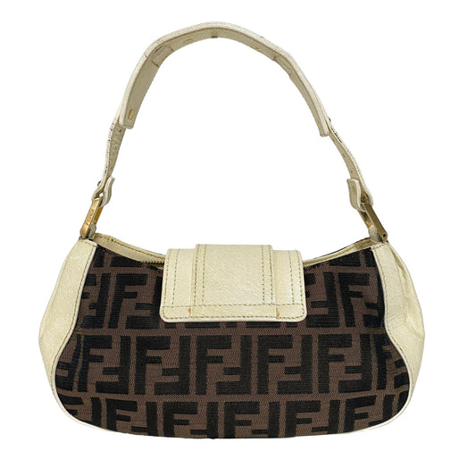 FENDI Zucca / Ivory Leather FENDI Logo Gold Hardware Shoulder Bag, in , Sold by HIVE PRELOVED - Shoulder Bags, ,