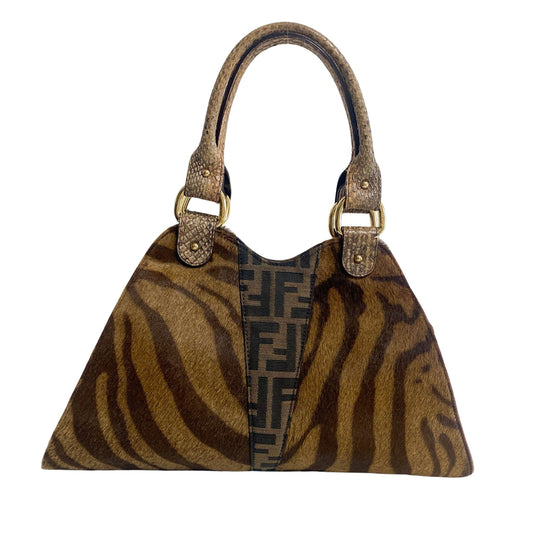 FENDI Zucca/Zebra Print Pony Hair Shoulder Bag, in , Sold by HIVE PRELOVED - Handle Bags, Shoulder Bags,
