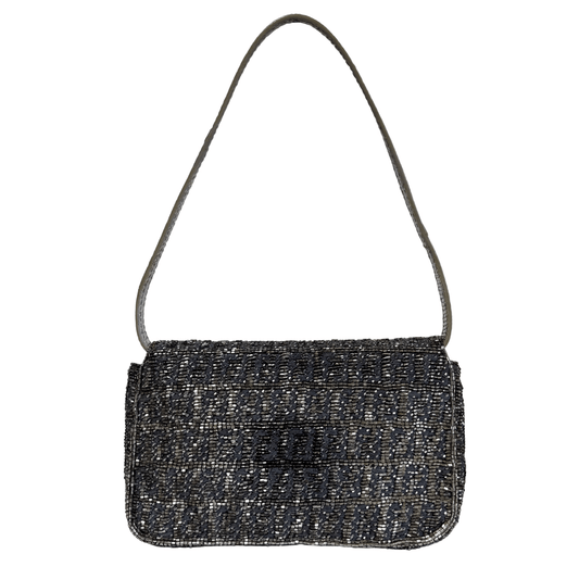 FENDI Zuccino Beaded Silver Baguette Mini Shoulder Bag, in , Sold by HIVE PRELOVED - Handle Bags, Mini bags,