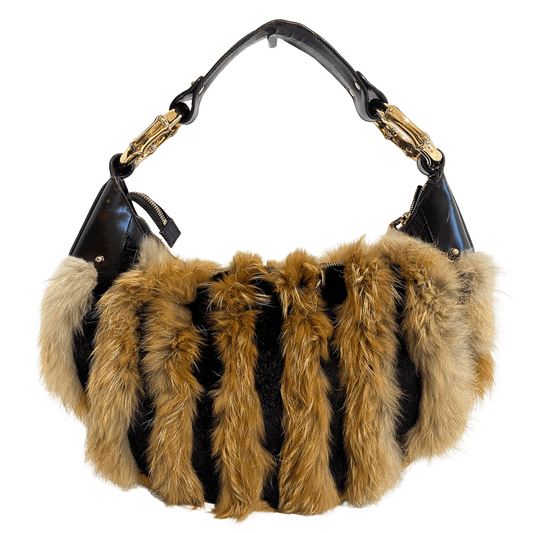 GUCCI Hobo Fur Brown Bamboo Ring Shoulder Bag, in , Sold by HIVE PRELOVED - Shoulder Bags, ,