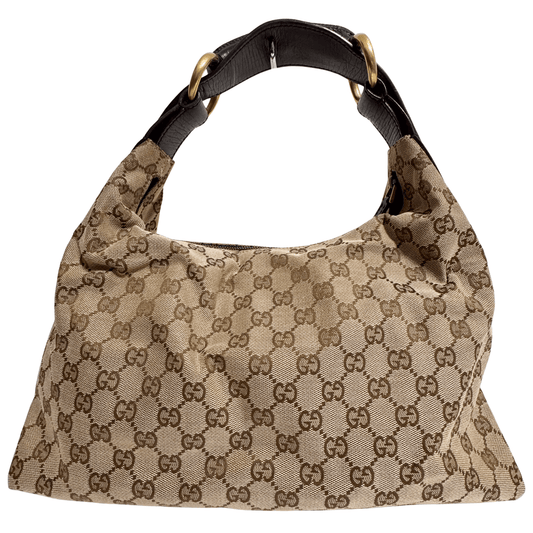 GUCCI Horsebit GG Canvas Beige Hobo Shoulder Bag, in , Sold by HIVE PRELOVED - Shoulder Bags, ,