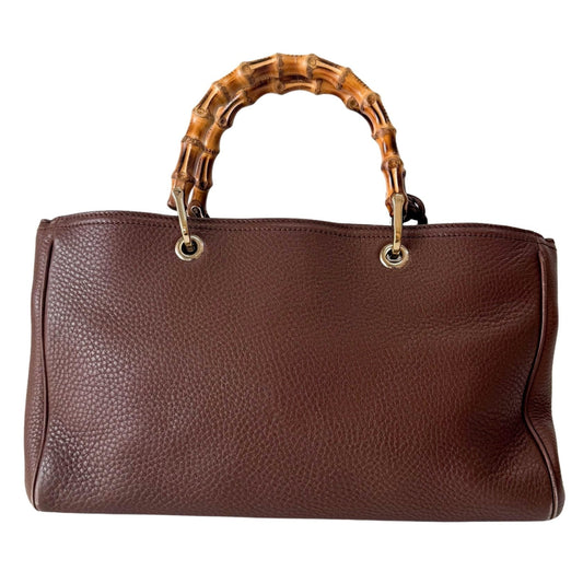 GUCCI Logo Bamboo Shopper Brown Leather Handbag, in , Sold by HIVE PRELOVED - Handle Bags, ,