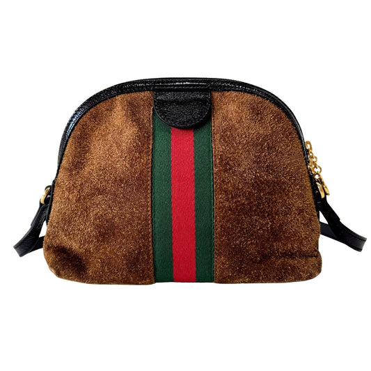GUCCI Small Ophidia Brown Suede Shoulder Bag, in , Sold by HIVE PRELOVED - Crossbody bags, ,