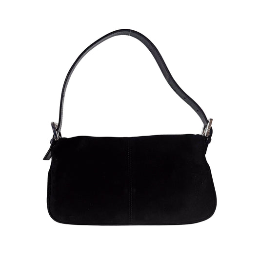 Baguette Black Suede Shoulder Bag