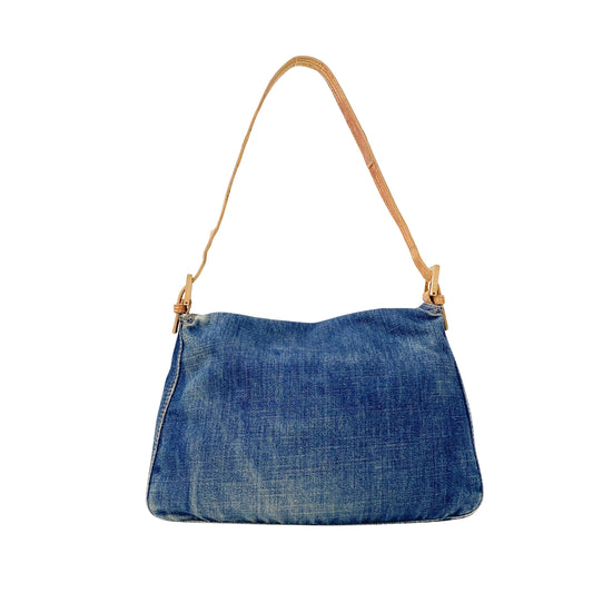 Mamma Baguette Blue Denim Shoulder Bag