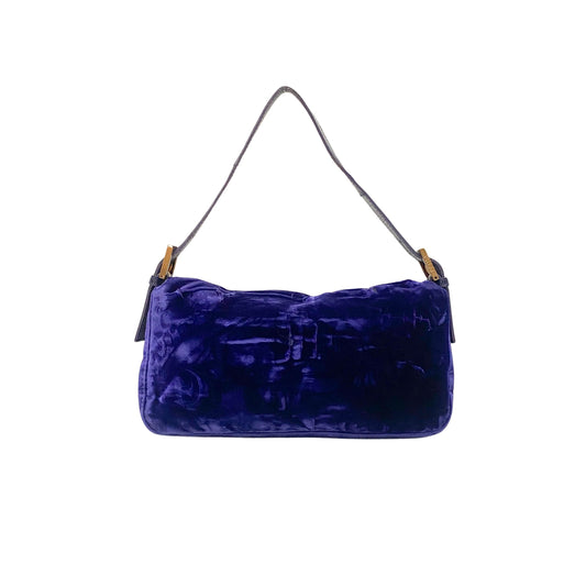 Baguette Purple Velvet Shoulder Bag