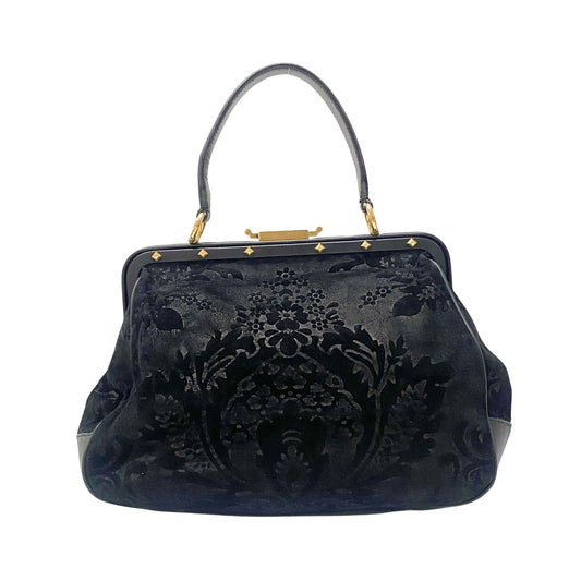 Vintage Black Suede Arabesque Hand Bag