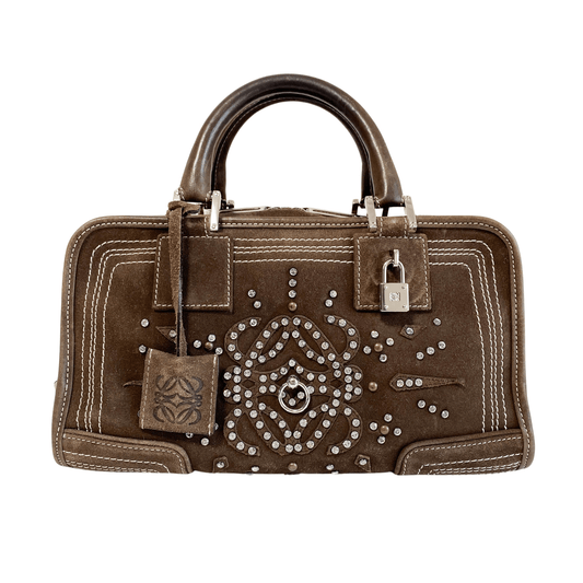 LOEWE Amazona28 Suede Rhinestones Limited Edition Brown, in , Sold by HIVE PRELOVED - Handle Bags, ,