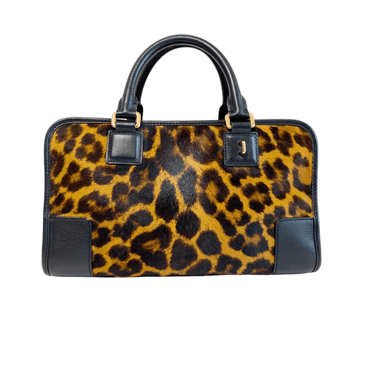 LOEWE Calfskin Pony Hair Leopard Print Amazona 28 Black, in , Sold by HIVE PRELOVED - Handle Bags, ,