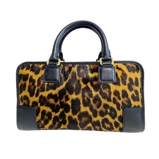 LOEWE Calfskin Pony Hair Leopard Print Amazona 28 Black, in , Sold by HIVE PRELOVED - Handle Bags, ,