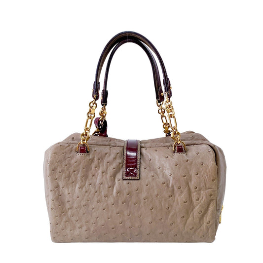 LOEWE Grey Leather with Gold and Wine Details Handle Bag, in , Sold by HIVE PRELOVED - Handle Bags, ,