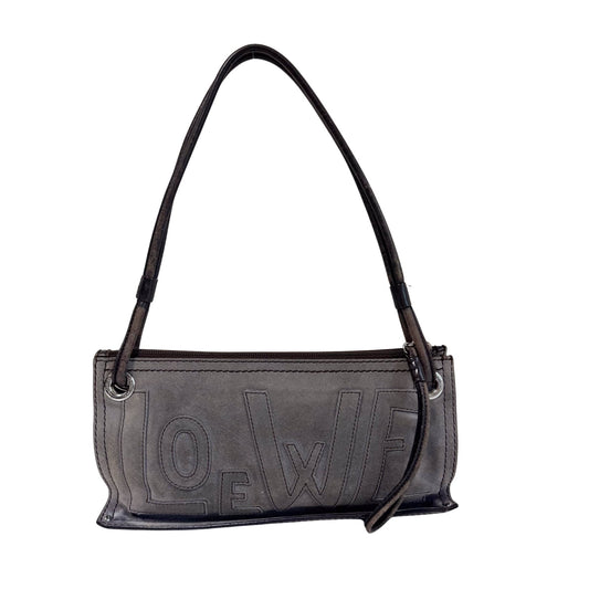 LOEWE Logo & Anagram Patch Grey Suede Shoulder Bag, in , Sold by HIVE PRELOVED - Shoulder Bags, ,