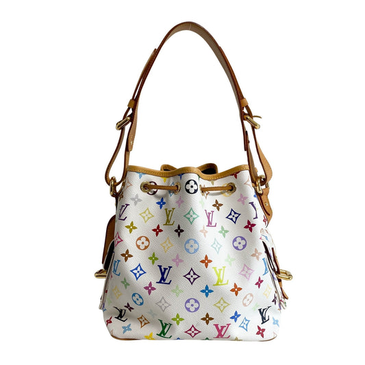 LOUIS VUITTON Takashi Murakami Multicolour Monogram Petit Noe White Shoulder Bag, in , Sold by HIVE PRELOVED - Shoulder Bags,
