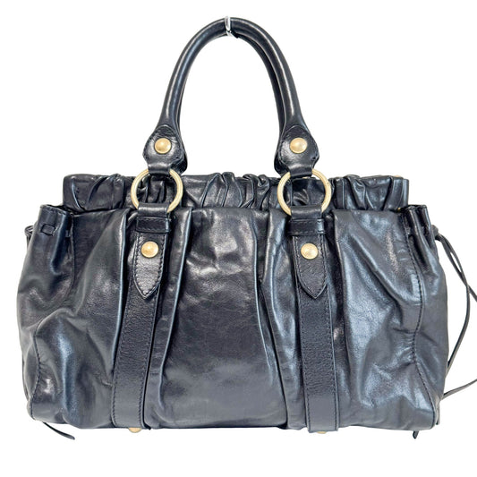 MIU MIU Leather Black Gathered Handle Shoulder Bag, in , Sold by HIVE PRELOVED - Handle Bags, ,
