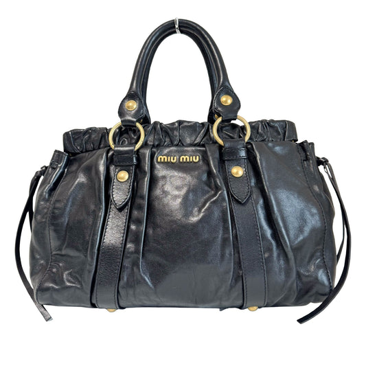 MIU MIU Leather Black Gathered Handle Shoulder Bag, in , Sold by HIVE PRELOVED - Handle Bags, ,