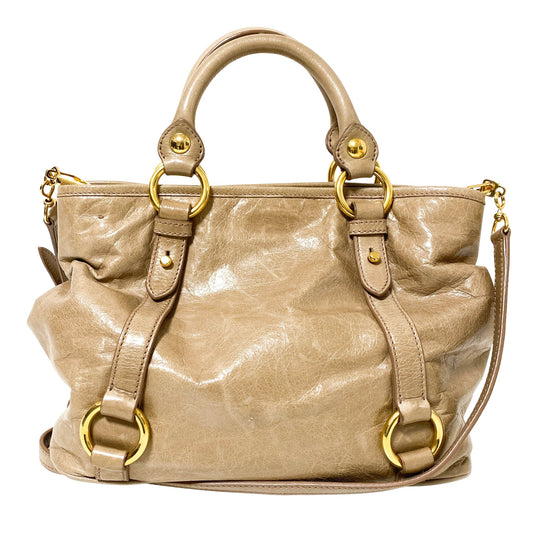 MIU MIU Leather Brown Gathered Handle Shoulder Bag, in , Sold by HIVE PRELOVED - Shoulder Bags, ,