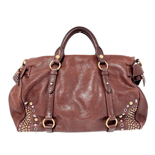 MIU MIU Leather Brown Studs Shoulder Bag, in , Sold by HIVE PRELOVED - Handle Bags, Shoulder Bags,