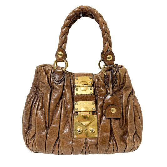 MIU MIU Matelassé Brown Leather Crossbody / Handbag, in , Sold by HIVE PRELOVED - Crossbody bags, Handle Bags,