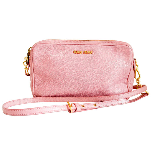 MIU MIU Pink Leather Camera Bag With Crossbody Strap, in , Sold by HIVE PRELOVED - Crossbody bags, ,