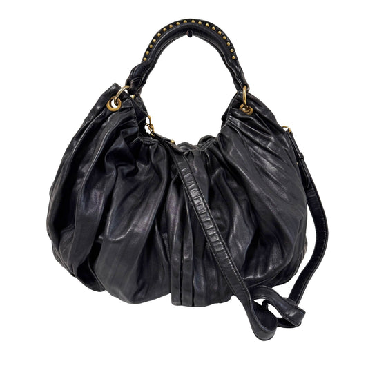 MIU MIU Pleated Leather Black Gold Hardware Shoulder Bag, in , Sold by HIVE PRELOVED - Handle Bags, Shoulder Bags,