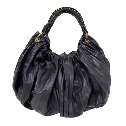 MIU MIU Pleated Leather Black Gold Hardware Shoulder Bag, in , Sold by HIVE PRELOVED - Handle Bags, Shoulder Bags,