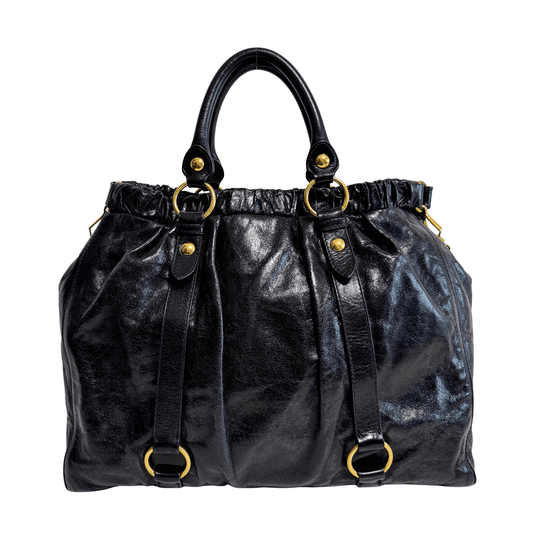 MIU MIU Vitello Black LM Leather Handbag Shoulder Bag, in , Sold by HIVE PRELOVED - Handle Bags, Shoulder Bags,