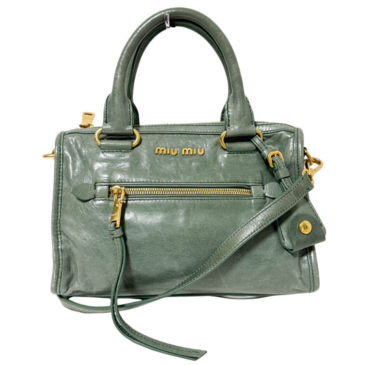MIU MIU Vitello Shine Calf Leather Crossbody / Handbag Agave Green, in , Sold by HIVE PRELOVED - Handle Bags, Shoulder Bags,